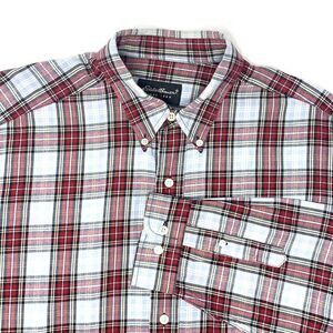 Eddie Bauer Flannel Red/Black Plaid‎ Men's Long Sleeve Shirt Size Large Tall